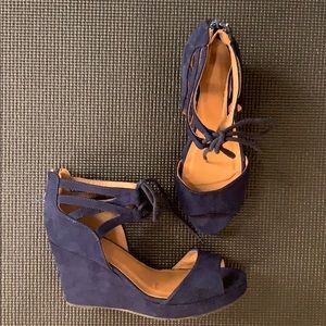 Charlotte Russe Blue Suede Wedges